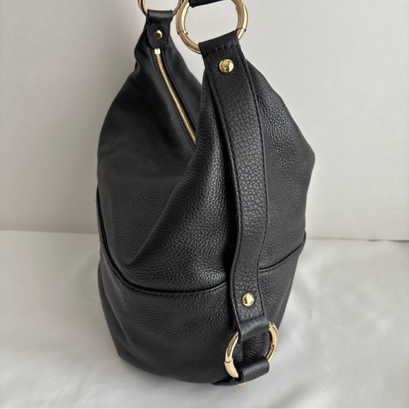 Michael Kors Black Hobo Bag Gold MK Logo & Wallet Set - Picture 4 of 14